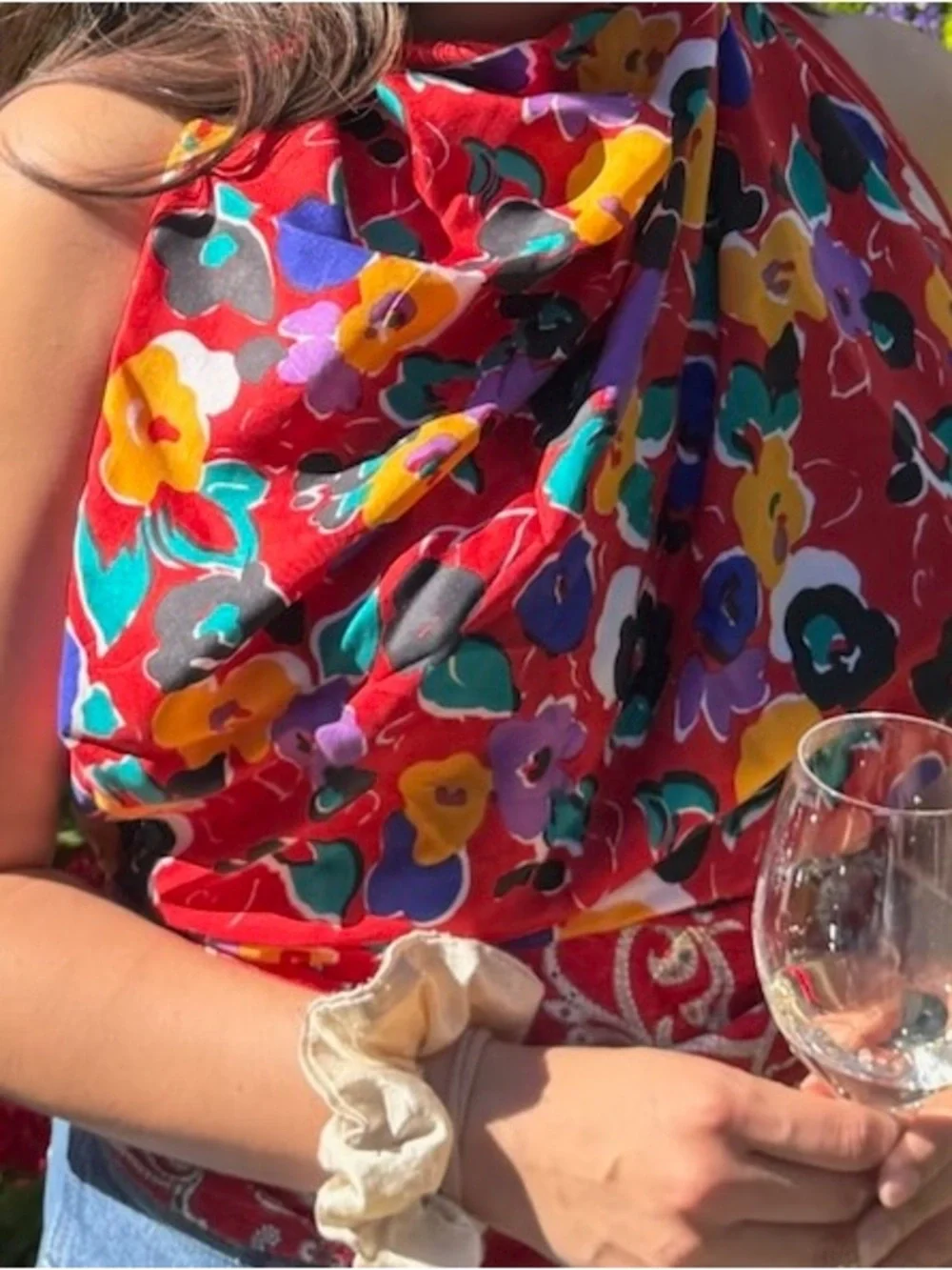 Red Floral scarf/ bandana/ top